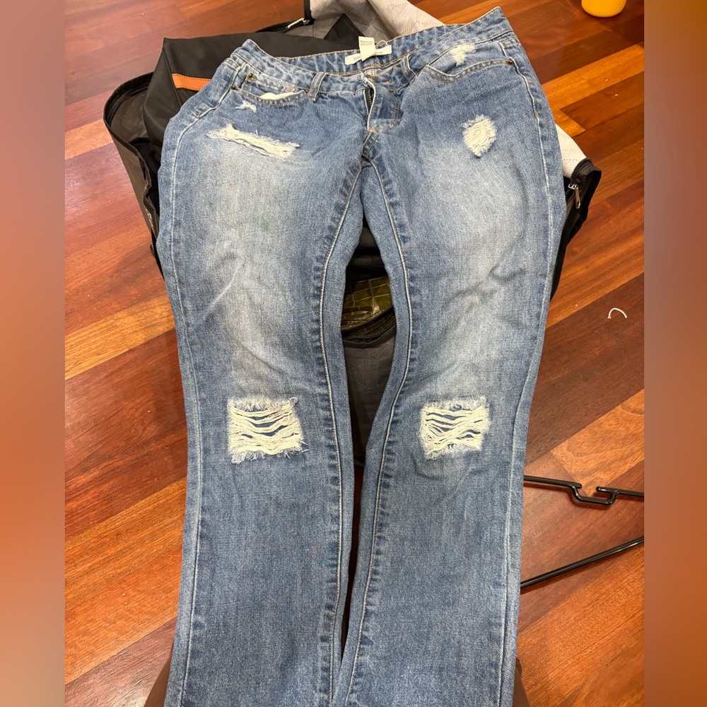 EUC Life is Short Distressed Blue Jeans Size 24